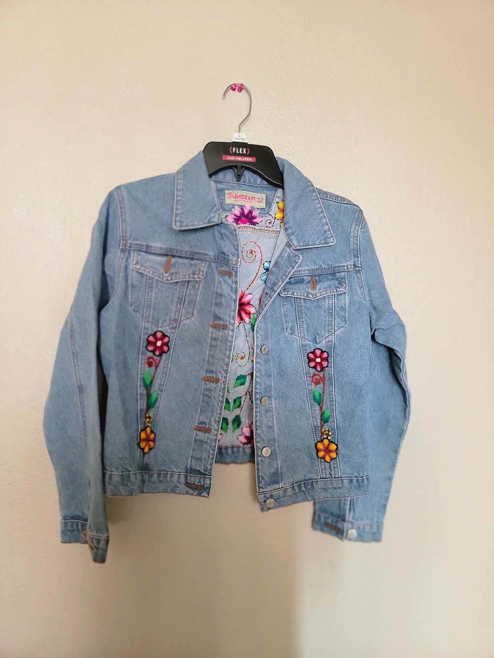 Embroidered Light Blue Denim Jacket - Women's